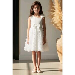 White Tulle Overlay Easter Pagent Church Party Butterfly Dress Size 4T